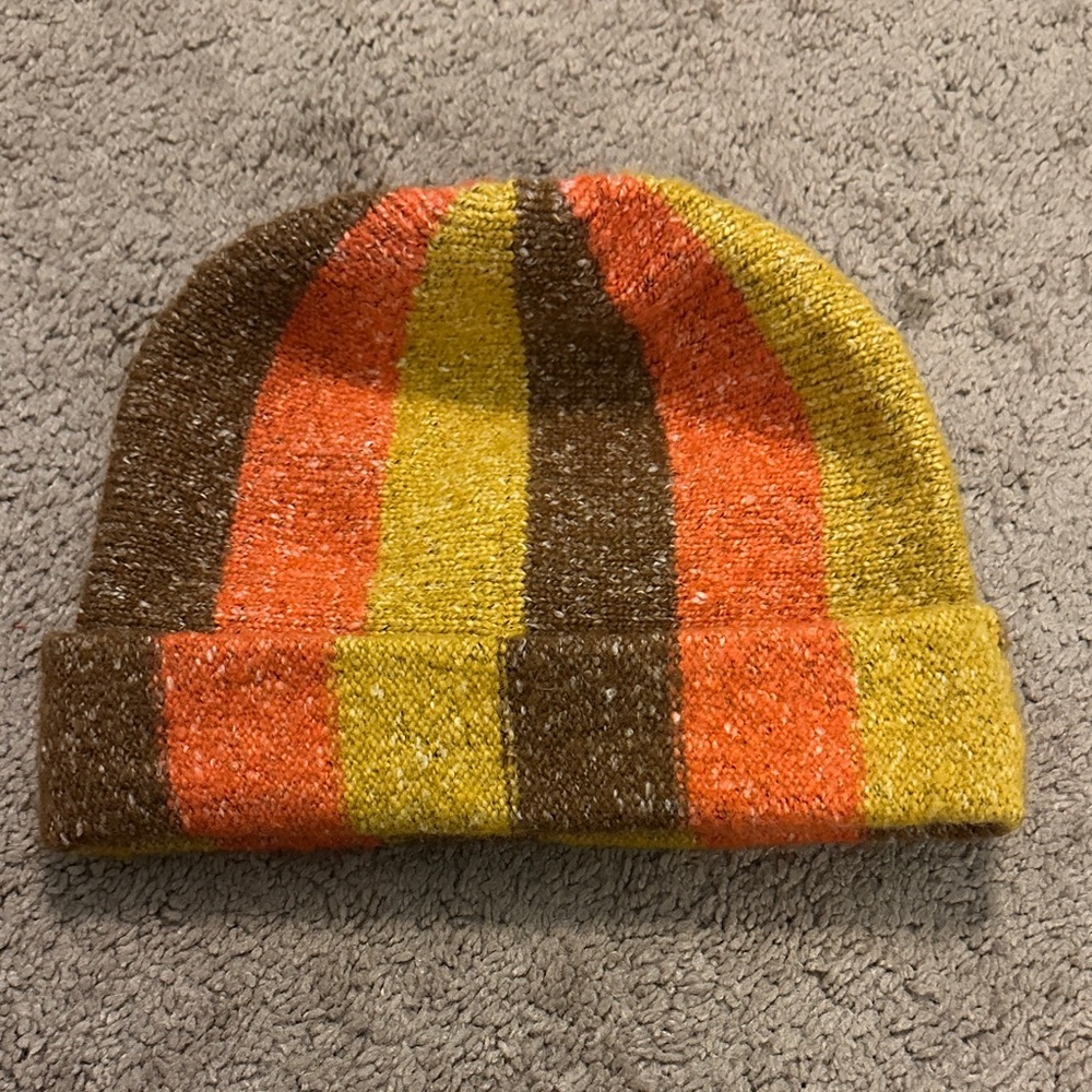 Urban Outfitters Kids Striped Beanie - Orange, Yellow, Brown